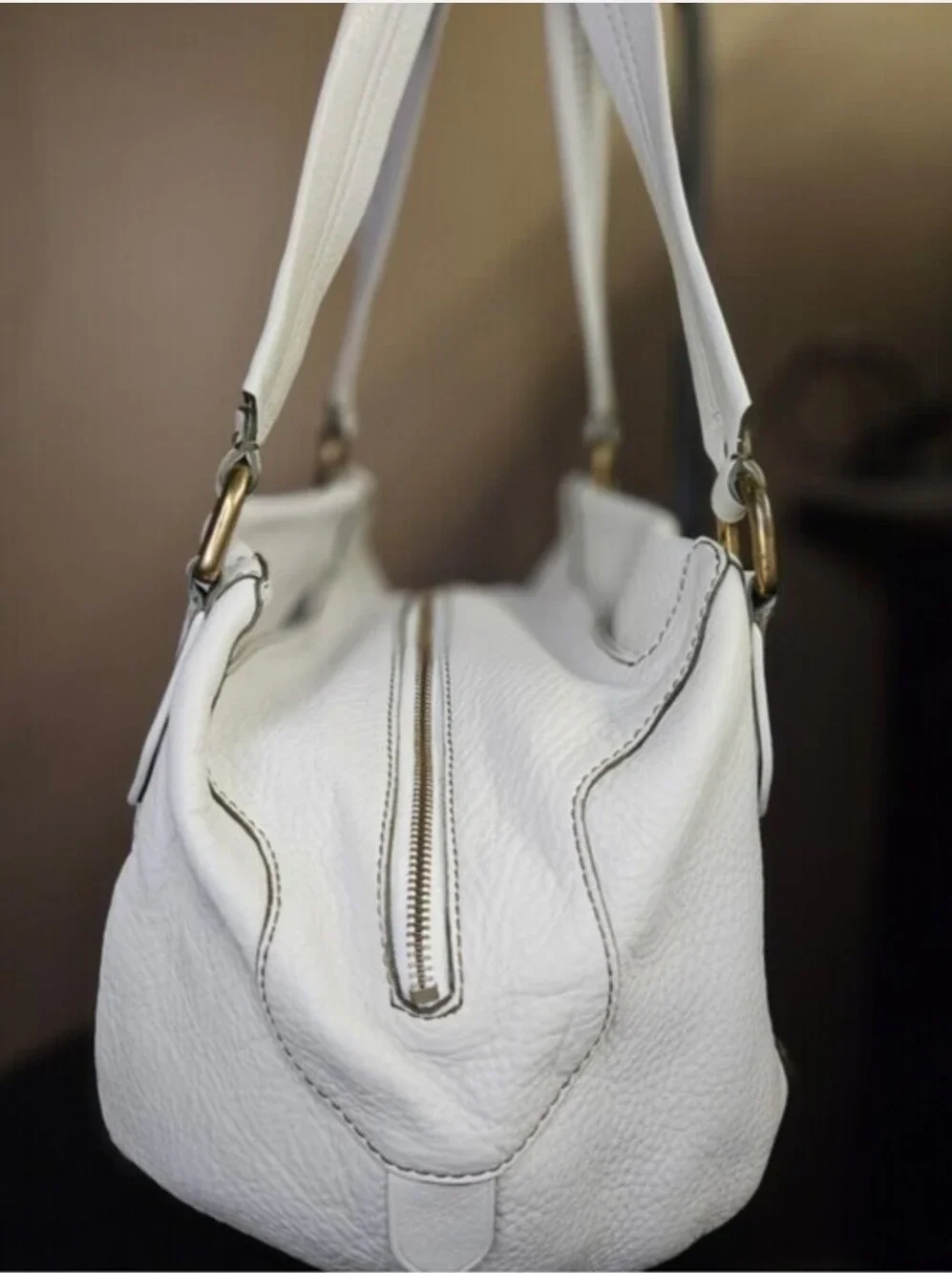 Cole Haan Village Phoebe Leather Satchel- Dove White
